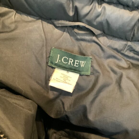 J.Crew Black Down Puffer Vest W/ Removable 100% Shearling Fur Hood, Size M - Picture 6 of 6